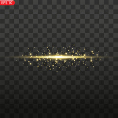 Vector glowing light lines. Neon light, light effect png. Golden line light png, magical glow, shine.