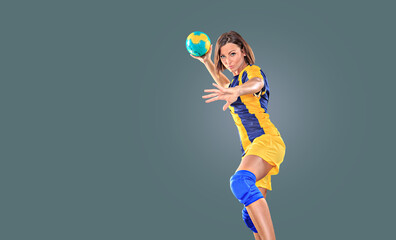 playing handball - obrazy, fototapety, plakaty