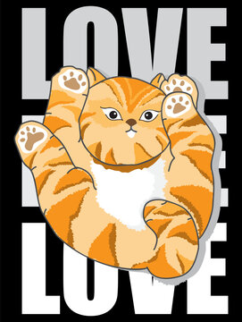 Love cat slogan typography design