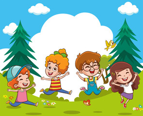 Vector Illustration Of Cartoon Children