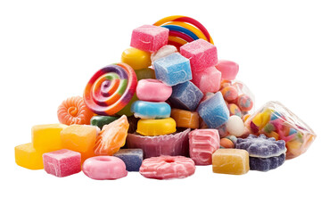 Fototapeta na wymiar Colorful Pile of Candies Isolated on Transparent Background