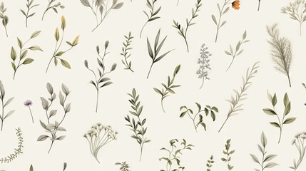  a bunch of plants that are on a white background with a butterfly.  generative ai