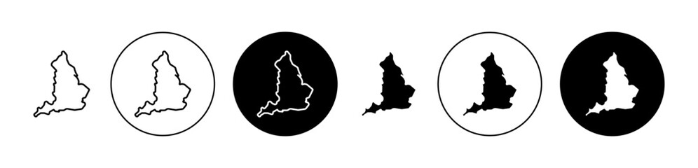 Map of England Vector Icon Set. England Area Sign for UI Designs.
