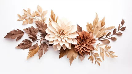 Foto op Canvas decoration with dried dahlia wildwood and leaves decoration and boho flower on white background © Aura