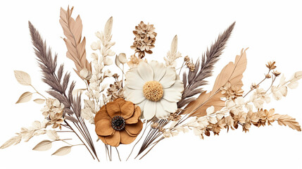beautiful decoration with dried daisy foxglove and leave decoration and boho style