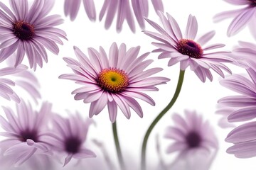 A single pink, light purple daisy flower on white background