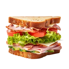 Zelfklevend Fotobehang ham and cheese sandwich isolated on transparent background Remove png, Clipping Path © Vector Nazmul