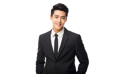 A portrait of a beautiful Asian male wearing formal attire smiling