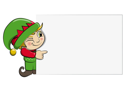 Lutin de No&euml;l montrant un panneau