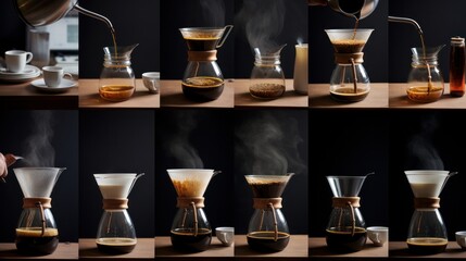 The steps to prepare a cup of coffee