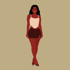 Beautiful black woman in elegant art style vector