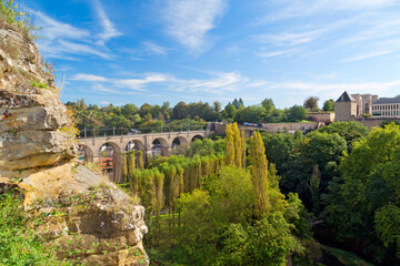 Panoramic view of Luxembourg City, Capital of Luxembourg - obrazy, fototapety, plakaty