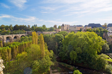 Fototapeta na wymiar Panoramic view of Luxembourg City, Capital of Luxembourg