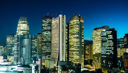 東京のサイバーパンク夜景, 新宿の高層ビル群