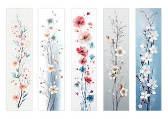  Beautiful bookmarks for book lovers, set of 5, decorative design, size of bookmarks 4,5cm x 18cm, illistration, PNG, love to read