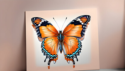 Obraz premium Beautiful Color Pencil Art of the Tango Orange Butterfly.(Generative AI)