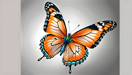 Obraz premium Beautiful Color Pencil Art of the Tango Orange Butterfly.(Generative AI)