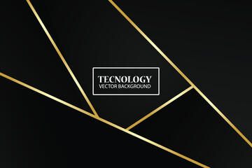 3d backdrop technology background with gold lines, dark background and shadow suitable for banner technology presentations, and wallpaper vector illustration