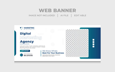 Abstract Blue Color Corporate Web Banner Design ,minimal print template grahics design,Professional business web ad banner template with photo place. - obrazy, fototapety, plakaty
