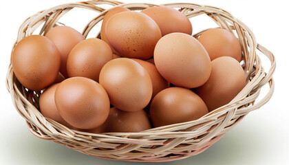Eggs in a basket on a white background 
