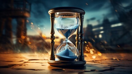 A cracked hourglass or a shattered clock - obrazy, fototapety, plakaty