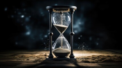 A cracked hourglass or a shattered clock