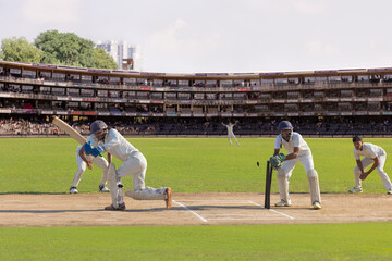 Batsman Stumped by Wicket Keeper during a cricket match in the stadium