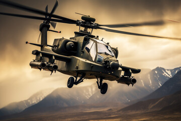 Military helicopter in action - obrazy, fototapety, plakaty