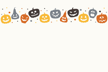 Halloween background with funny pumpkin lanterns. Vector