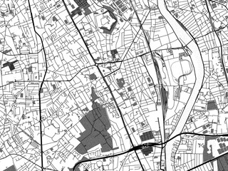 Greyscale vector city map of  Vitry-sur-Seine in France with with water, fields and parks, and roads on a white background.
