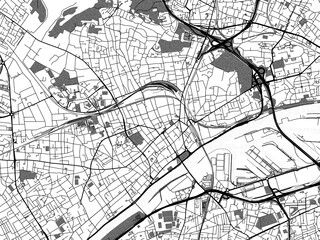 Fototapeta na wymiar Greyscale vector city map of Argenteuil in France with with water, fields and parks, and roads on a white background.