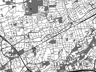 Greyscale vector city map of  Pessac in France with with water, fields and parks, and roads on a white background.