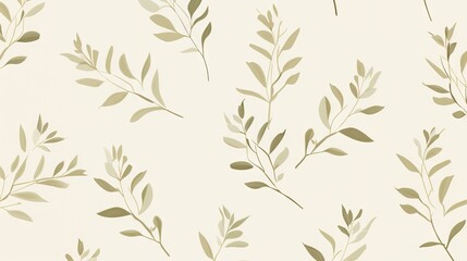  a wallpaper with a pattern of green leaves on a white background.  generative ai