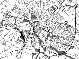 Greyscale vector city map of  Montauban in France with with water, fields and parks, and roads on a white background.
