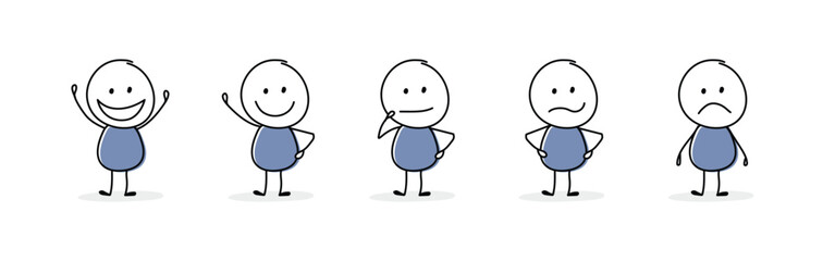 Collection of funny stickman showing gestures. Vector