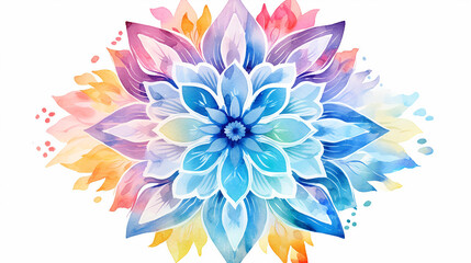Fototapeta premium delicate watercolor flower mandala isolated on white background