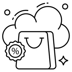 Trendy design icon of cloud shopping discount 
