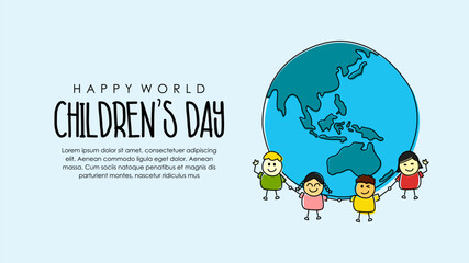 flat design world children's day banner template vector