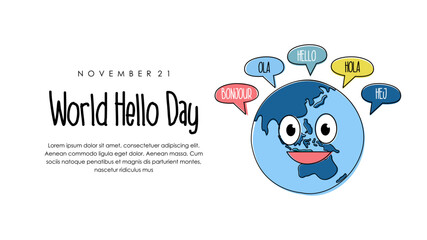 world hello day banner template vector flat design