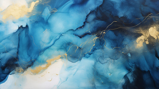 gold and blue marble ink texture
