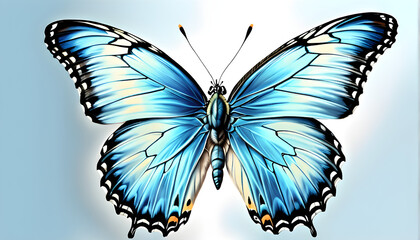 Beautiful Color Pencil Art of the Pastel Blue Butterfly.(Generative AI)