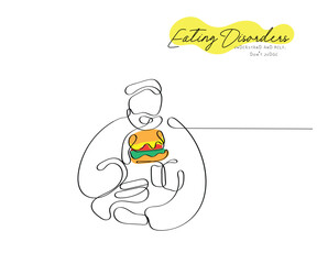 line art concept of eating disorder. Bulimia Nervosa art.