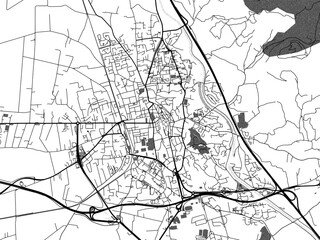 Obraz premium Greyscale vector city map of Salon-de-Provence in France with with water, fields and parks, and roads on a white background.