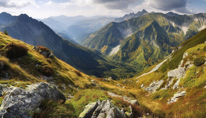 Tranquil scene of majestic mountain peak in rural Asturias generated by AI