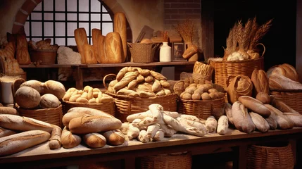 Washable wall murals Bread french bread Generative AI