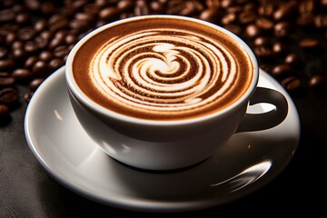 Refreshing coffee with a delightful cream spiral. Generative AI