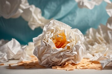 Colorful crumpled paper as background.