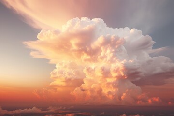 Fototapeta premium Cloud sunbeam before sunset. AI generative