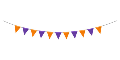 Carnival garland with colorful flags isolated on white background. halloween party festival decoration concept.