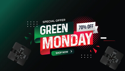 Green Monday. Green Monday offer banner design. - obrazy, fototapety, plakaty